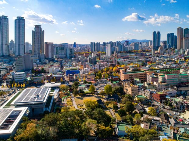울산동헌 및 내아 주변시가지 항공촬영