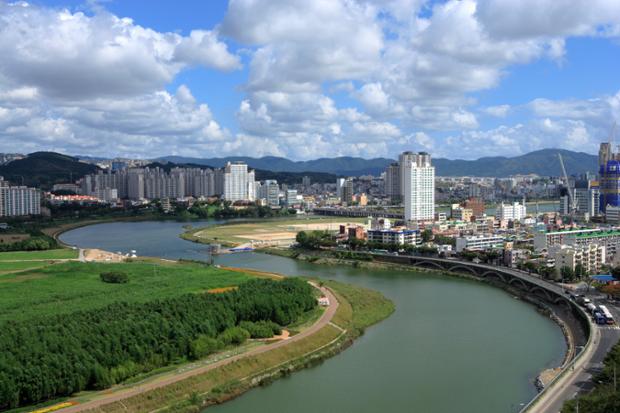 남산전망대에서 바라본태화강주변시가지