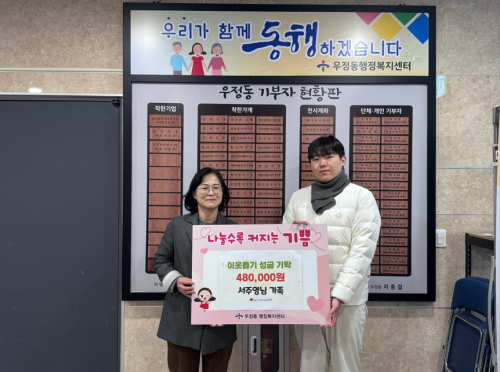 개인기부자 서주영 씨, 이웃돕기 성금 48만 원 기부