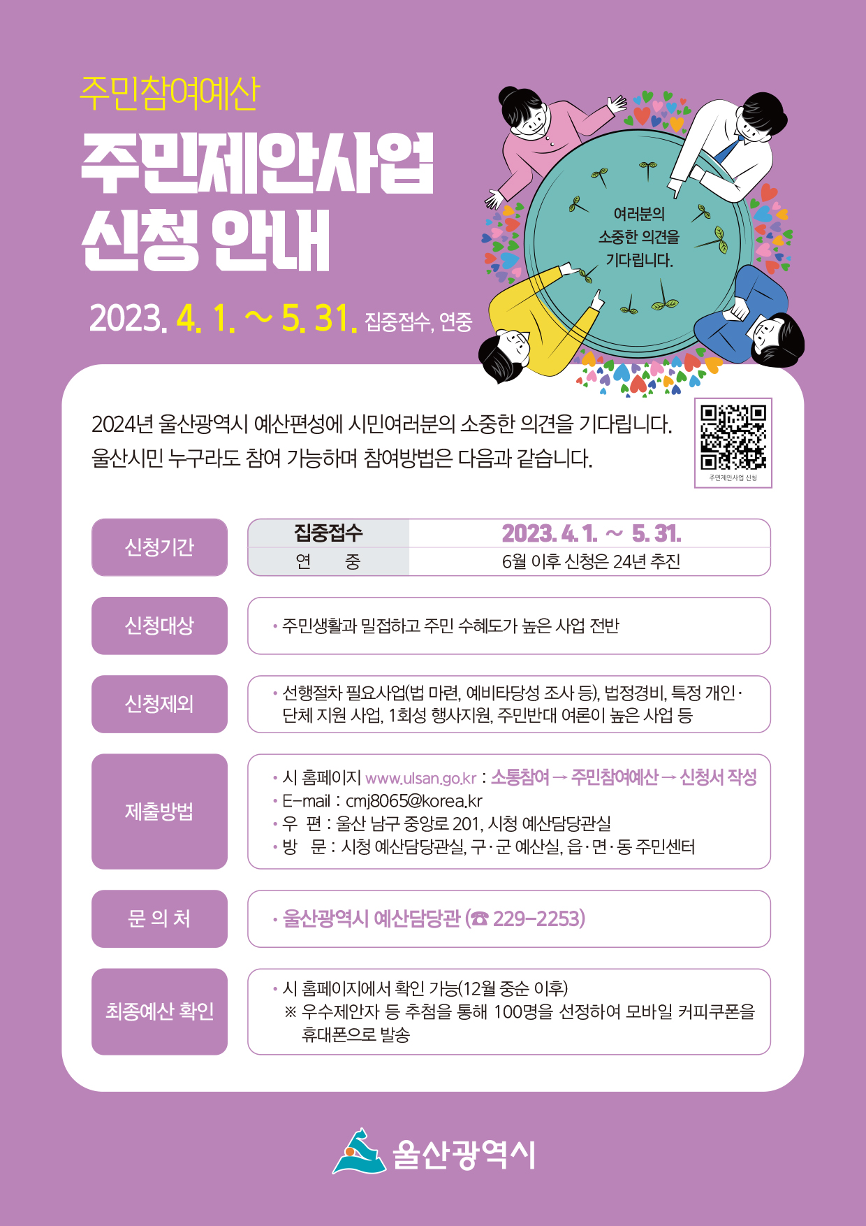 2023년 주민제안사업 접수 안내 이미지(1)