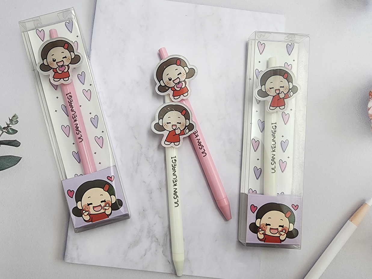 아크릴 볼펜 2종(흰색, 분홍) 이미지