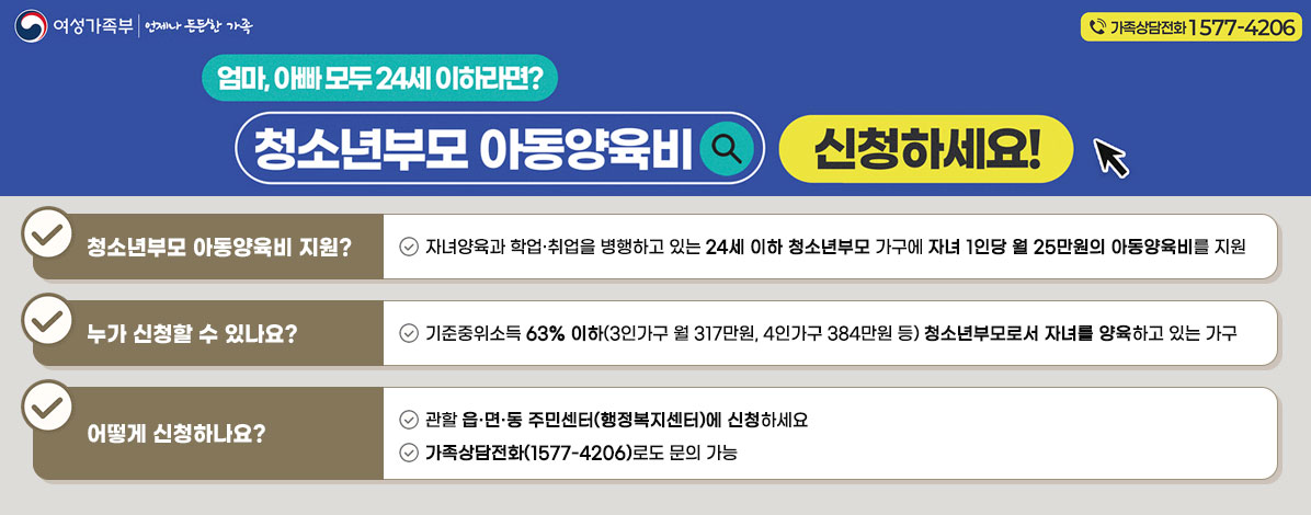 2025 청소년부모 아동양육비 지원 안내