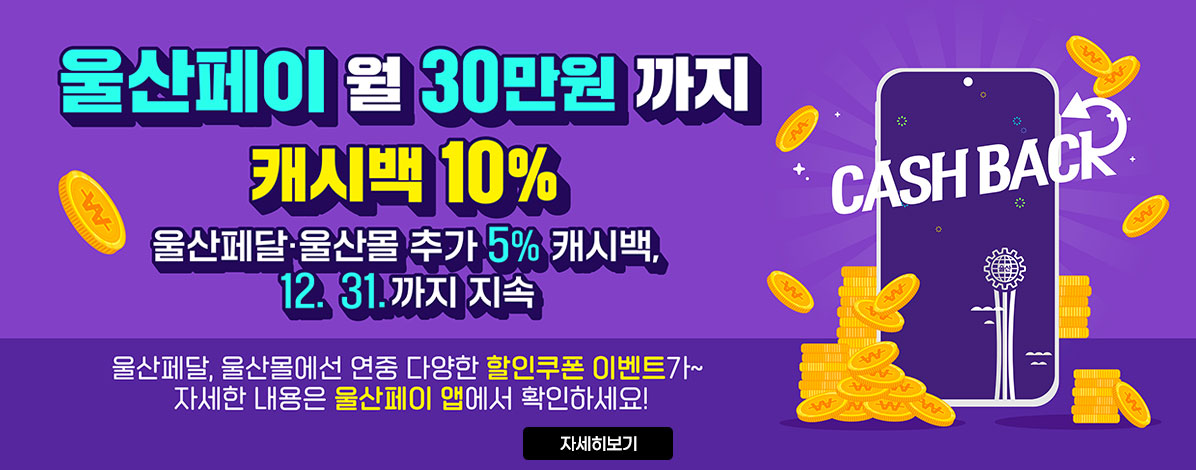 울산페이 월 30만원까지 캐시백 10%