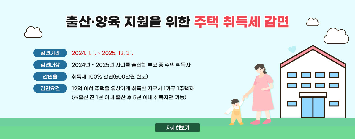 출산·양육 지원을 위한 주택 취득세 감면